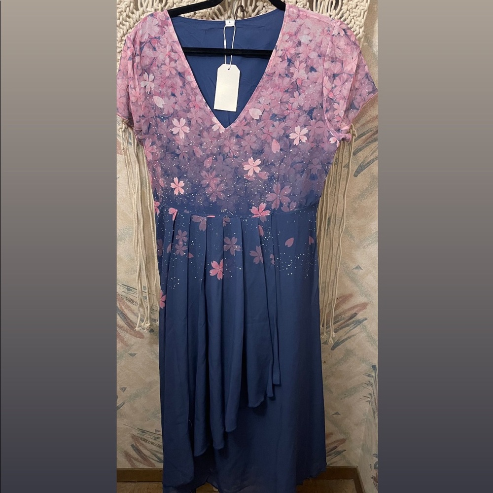 Floral print ombre dress